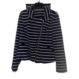 Lane Bryant size 22 Striped Contemporary Full Zip Lined Moto Blazer Jacket